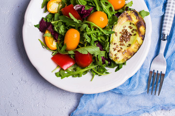 Raw arugula with vegetables