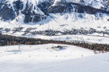 Fototapeta na wymiar High angle view of Alp ski resort in Lombardy, Italy