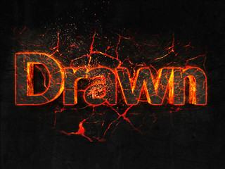 Drawn Fire text flame burning hot lava explosion background.