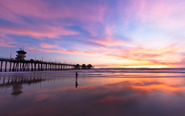 Fototapeta premium Sunset Huntington Beach