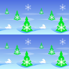 Raster illustration. Seamless winter background with fir-trees for decoration
