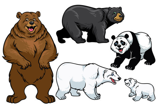 bear set in cartoon style