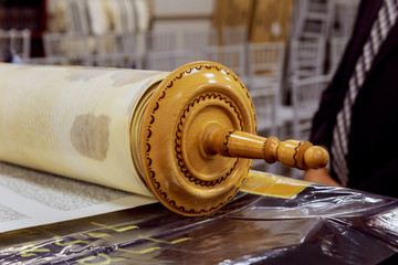 The Hebrew handwritten Torah, on a synagogue