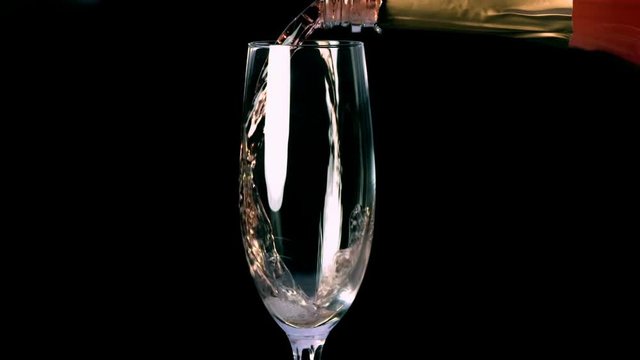 Rose Champagne Being Served Slow Motion Ramp 600fps