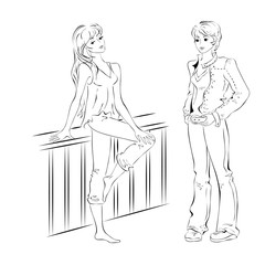 silhouette 5-1. two beautiful girls looking at each other