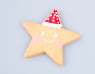 cake decoration or star shape christmas cookies on background.