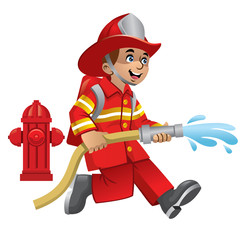 Obraz premium cute cartoon of firefighter