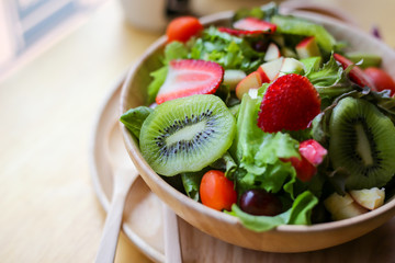 Bowl of healthy fresh fruit salad