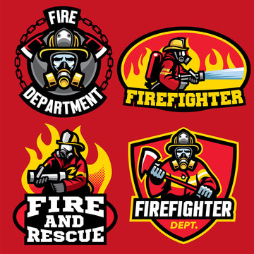 set of firefighter badge design