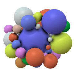 中心に群がる球体(アブストラクト3DCGイラスト)