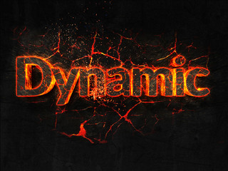 Dynamic Fire text flame burning hot lava explosion background.