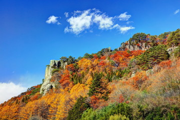 紅葉の内山峡奇岩群