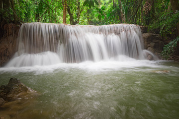 Fototapeta na wymiar Waterfall hua mae kamin in tropical forest at Erawan national park Kanchanaburi province, Thailand
