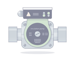Circulation pump. Illustrations for the online store of plumbing. Isolated on white background. Realistic cartoon style.