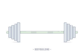 Barbell weight training equipment. Flat vector icon for apps and websites.  Realistic cartoon style.