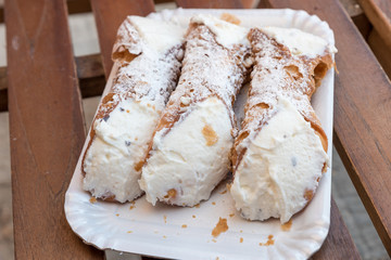 Sicilian cannoles with candied fruit