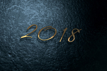 Happy New Year 2018 text design background. Greeting card or poster template flyer or invitation design. New Year's holidays.