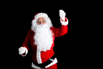 Happy traditional Santa Claus isolated on background.