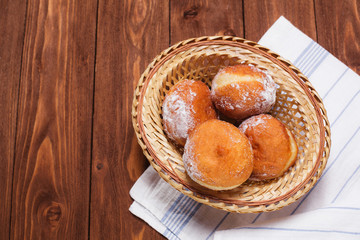 jewish holiday Hanukkah Plate with tasty donuts