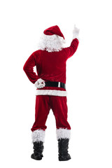 Happy traditional Santa Claus with hand up isolated on white background.