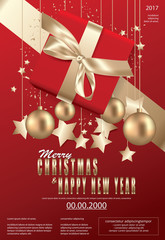 Merry Christmas & Happy New Year Template background Vector Illustration