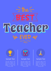 Best Teacher Ever Poster with Icons of Golden Cup