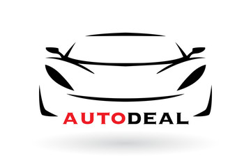 Automotive dealer concept logo design with sports car vehicle silhouette. Vector illustration