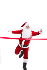 Happy traditional Santa Claus isolated on background.