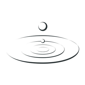 Drop falls forming a circles on water sign. Droplet graphic icon isolated on the white background. Vector illustration