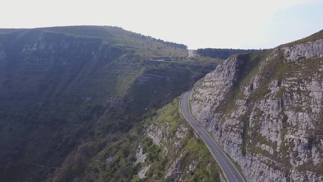 Aerial view of nice road in the mountains, Spain