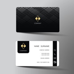 Modern business card template design. With inspiration from the abstract. Contact card for company. Two sided black and white . Vector illustration. 