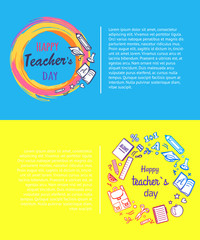 Happy Teachers Day Promo Vector Illustration.