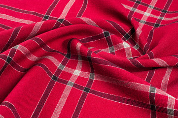  texture, pattern. Scottish tartan pattern. Red and black wool plaid print as background. Symmetric square pattern. yarn dyed flannel is brushed on both sides and perfect for button down shirts, - obrazy, fototapety, plakaty