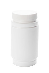 Closed white medicine bottle