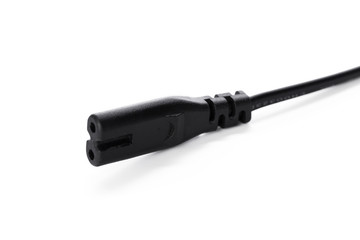 black electric plug cable isolated on white background