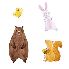 Cute watercolor animal set © Zenina-Lembrik