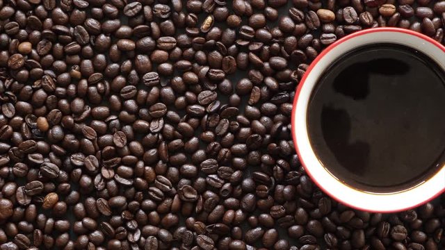 black coffee and coffee beans background