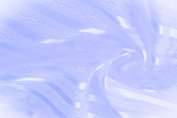 Background texture, pattern. Pastel. Blue silk fabric with a light strip. Smooth elegant blue silk...