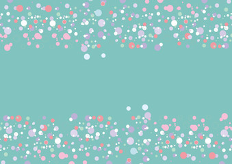 Festive confetti on turquoise background. Stylish texture for holidays and events. Christmas and New year theme. Cover mock-up. 