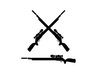 Black Sniper Rifles Cross Illustration Logo Silhouette