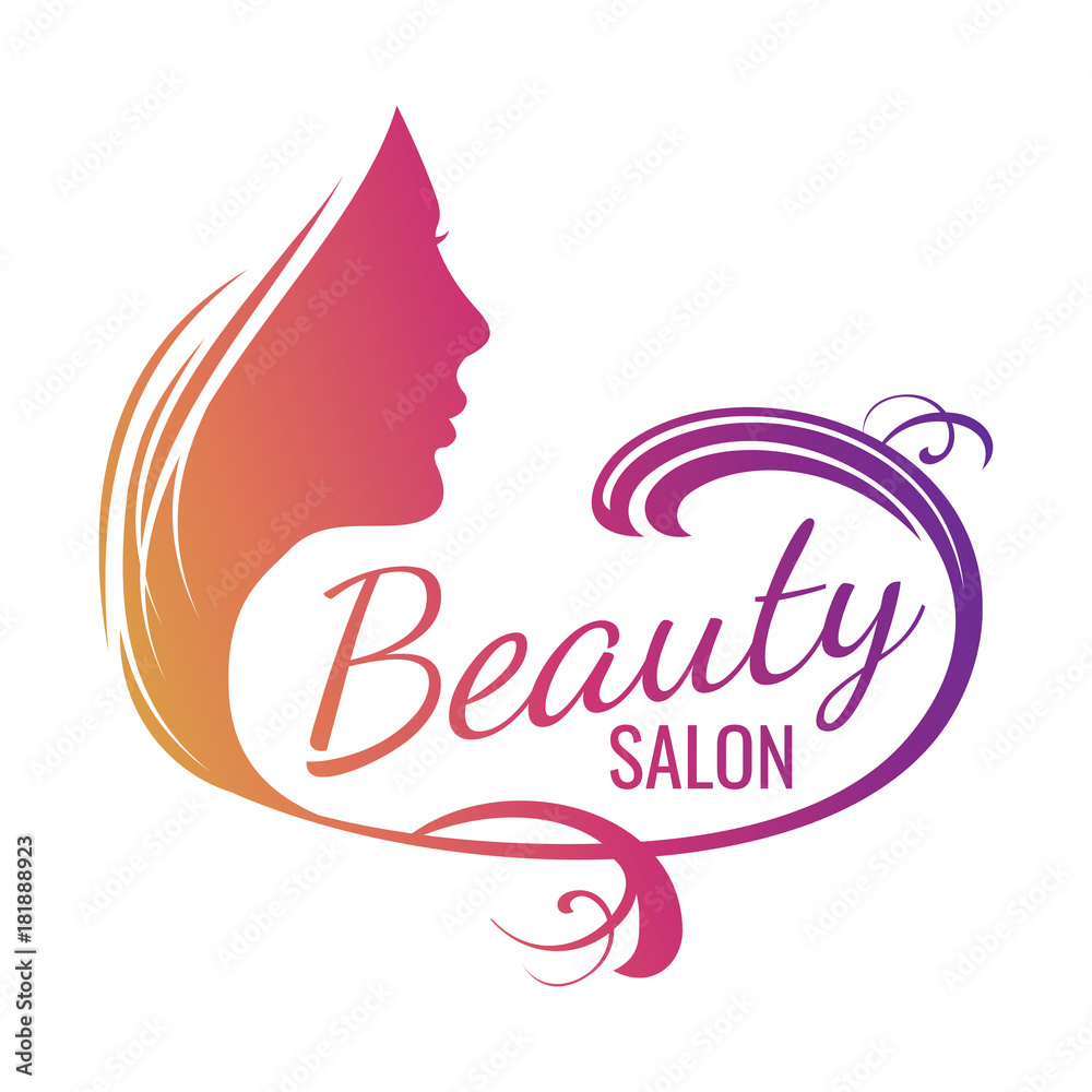 Poster Beautiful female face portrait - beauty salon emblem