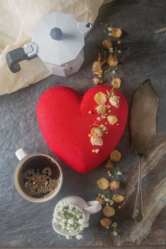 Delightful, luxury mousse cake in the form heart. Valentine's Day on February 14.