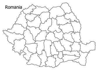 Romania border on a white background circuit