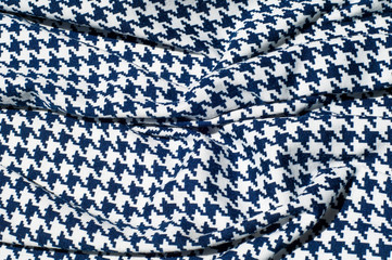 Texture, fabric, background. Fabric crochet pattern blue diamond pattern on white background - obrazy, fototapety, plakaty