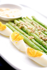 egg with Green boiled Asparagus