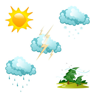 Set of different weather icons