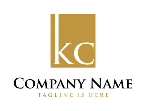 Gold Square Identity Letter KC Company Logo Symbol