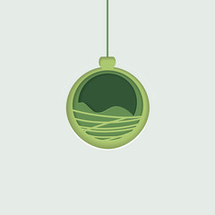 template of the Christmas card with a hanging bauble