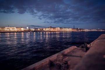 Fototapeta na wymiar Night embankment of the Neva river