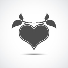 Abstract heart icon with shadow. Abstract heart and leaf logo template.